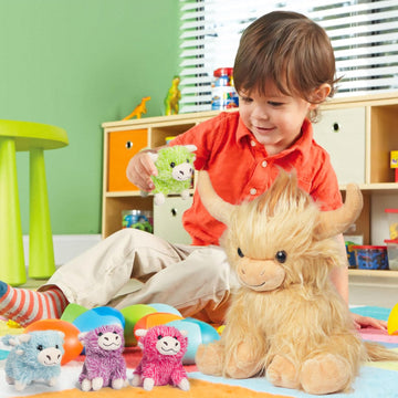 Valentines Day Stuffed Animals Plush Highland Cow Gifts For Kids - 5 Pcs Highland Cow Stuffed Animals With Babies Set, 14'' Momm