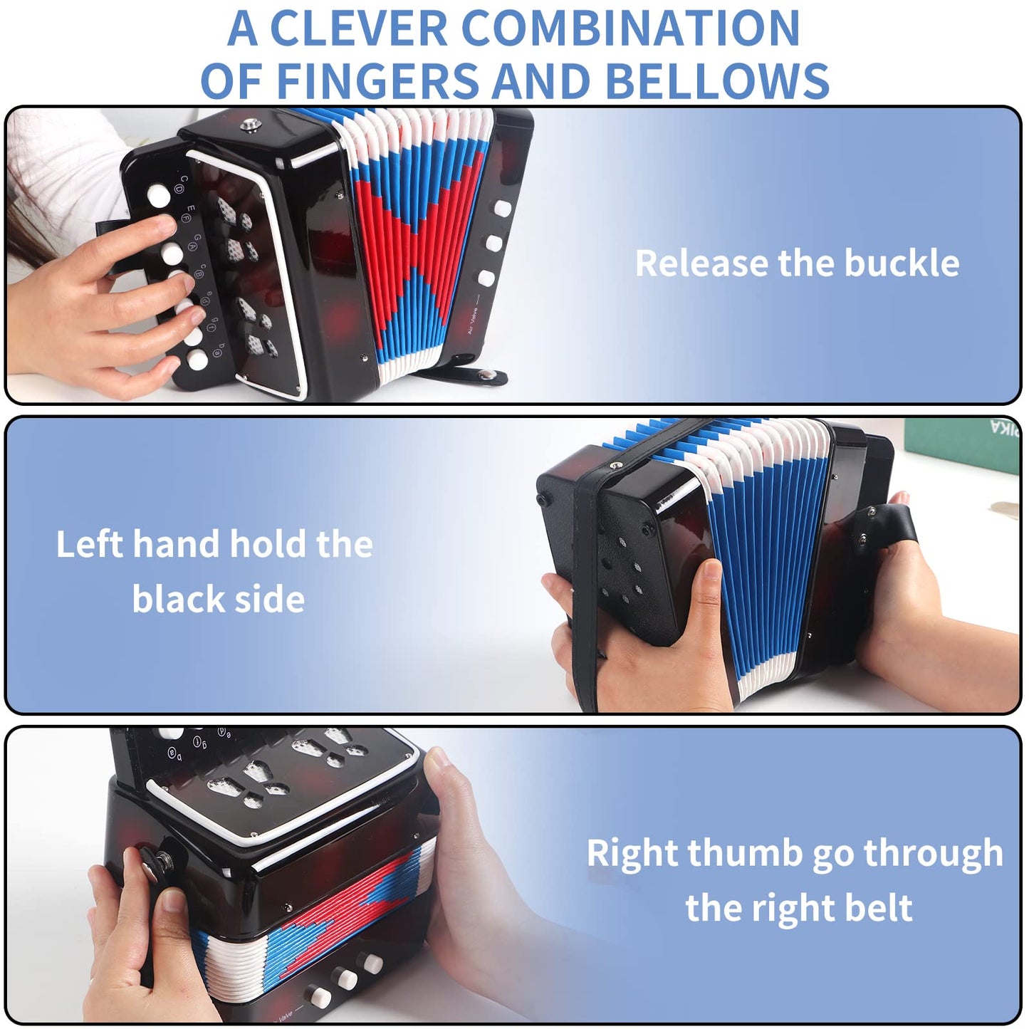 Kids Accordion, Horse 10 Keys Control Kids Accordion Musical Instruments For Kids Children Beginners Lightweight And Environment