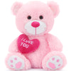 BENINY 12" Pink Teddy Bear with Heart - Soft Plush Stuffed Animal Toy for Kids & Girlfriend, Polyester Material, Model 1