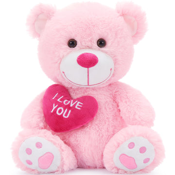 Beniny 12'' Teddy Bear With Heart, Cute Pink Teddy Bear Stuffed Animals For Valentines Day Soft Bear Plushie Toy Stuffed Bear Pl