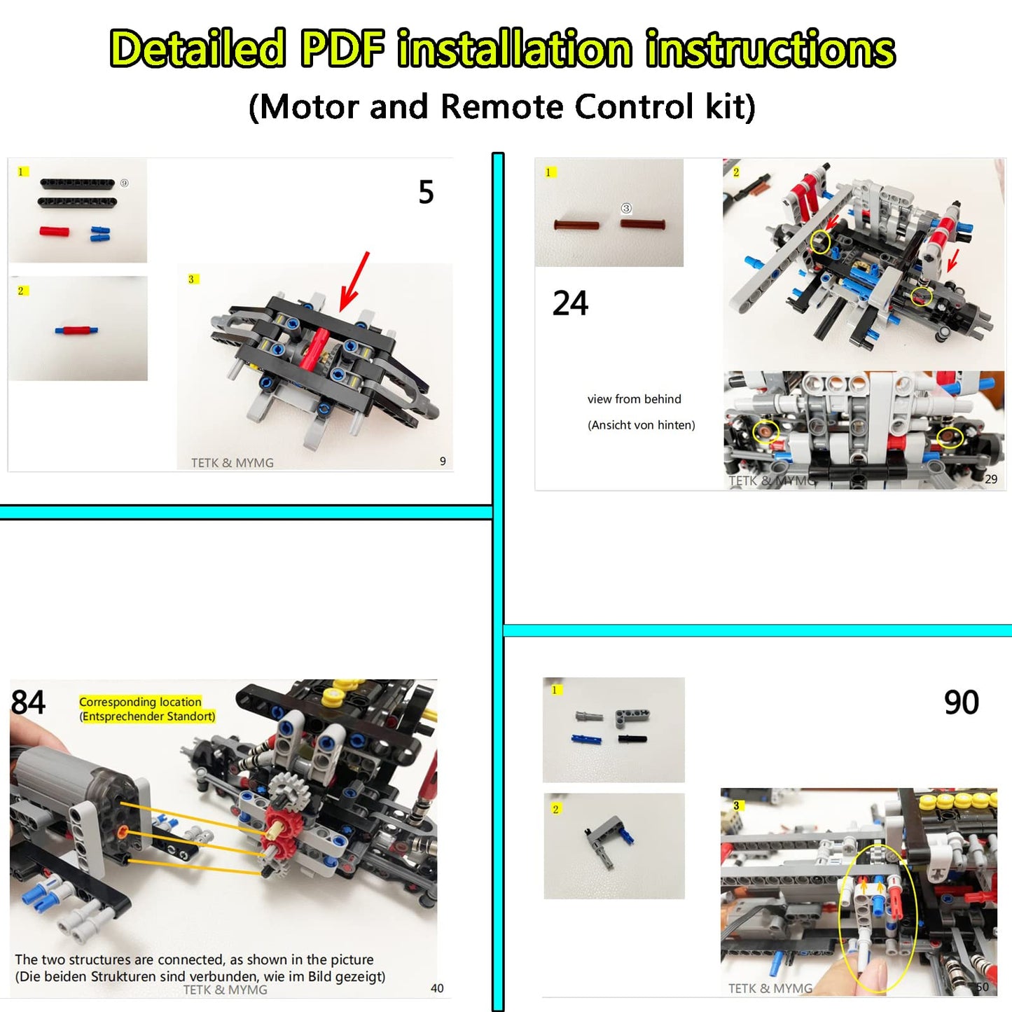 Mymg 4Th Generation Super Motor And Remote Control And Light Upgrade Kit For Lego Land Rover Defender 42110 Model, Pdf Instructi