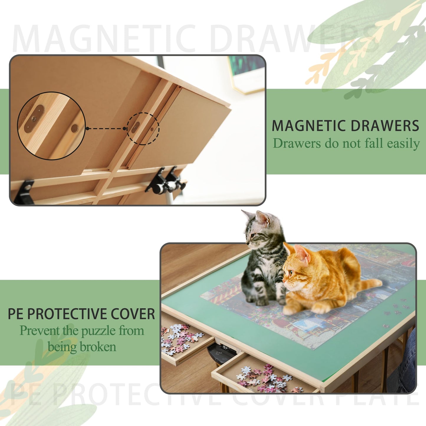 1500 Pieces Puzzle Table With Legs Portable Jigsaw Puzzle Table With Drawers Angle & Height Adjustable Puzzle Tables For Adults