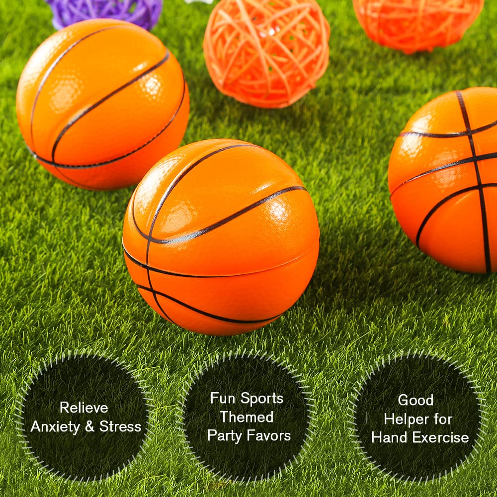 Lovestown 2.5 Inch Basketball Stress Balls, 20Pcs Mini Basketballs Soft Foam Basketball Squishies Small Squeeze Balls Stress Anxiety Relief Balls For Sports Theme Basketballs Party Favors School