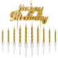 MTLEE Happy Birthday Candles Letter Cake Topper with 10 Pcs 2.95 Inch Short Thin Spiral Candles for Cake Topper Birthday Decorat