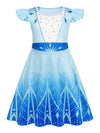 Sukyfecde Girls Princess Dresses Toddler Kids Costume Birthday Party Dress Halloween Cosplay Outfits 4T Blue