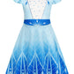 Sukyfecde Girls Princess Dresses Toddler Kids Costume Birthday Party Dress Halloween Cosplay Outfits 4T Blue