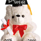 Personalized Graduation Teddy Bear Gifts 2025 for Her, for College, High School, 12 Inch - Cute Custom White Bear with Your Name