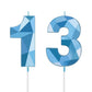Nuanchu 13th Birthday Candles, Blue Number 13 Candles Happy Birthday Cake Topper 3D Diamond Shape Numeral Cake Decoration for Bo