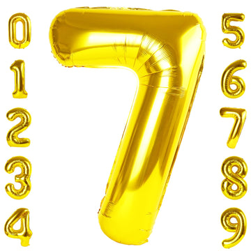Number 7 Balloon 40 Inch Gold Seven Birthday Decorations, 7 17 27 70 Year Old Balloon, Mylar Foil Balloon Number For Engagement,