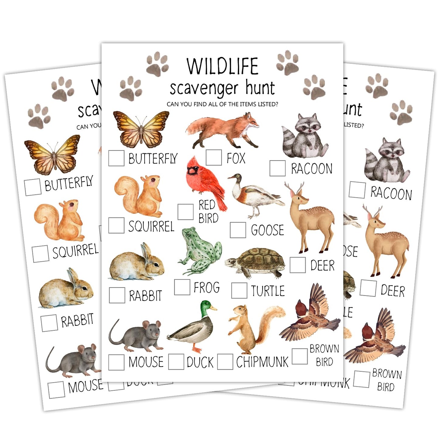 Ltazhyi Wildlife Scavenger Hunt Cards Set Of 30 Pcs, Nature Treasure Hunt Game For Family Friends, Outdoor Holiday Party Game Fi