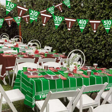 Football Party Supplies Kit Serve 24,Includes Dinner Plates, Dessert Plates, Napkins, Cups,Banner And Touchdown Tablecloth For F