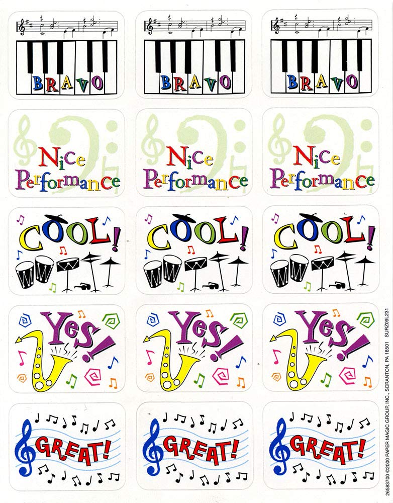 Eureka Music Themed Student Reward Stickers, 1.4 W x 1 H, 120pcs