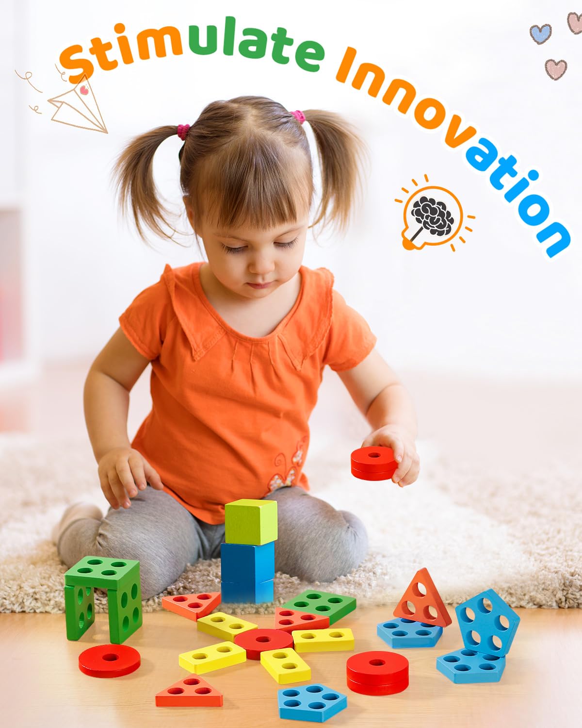 Montessori Toys For 1 2 3 Year Old Boy Girl, Wooden Sensory Toys For Toddlers 1-3, Toys For Ages 2-4, 1 2 Year Old Boy Girl Gift