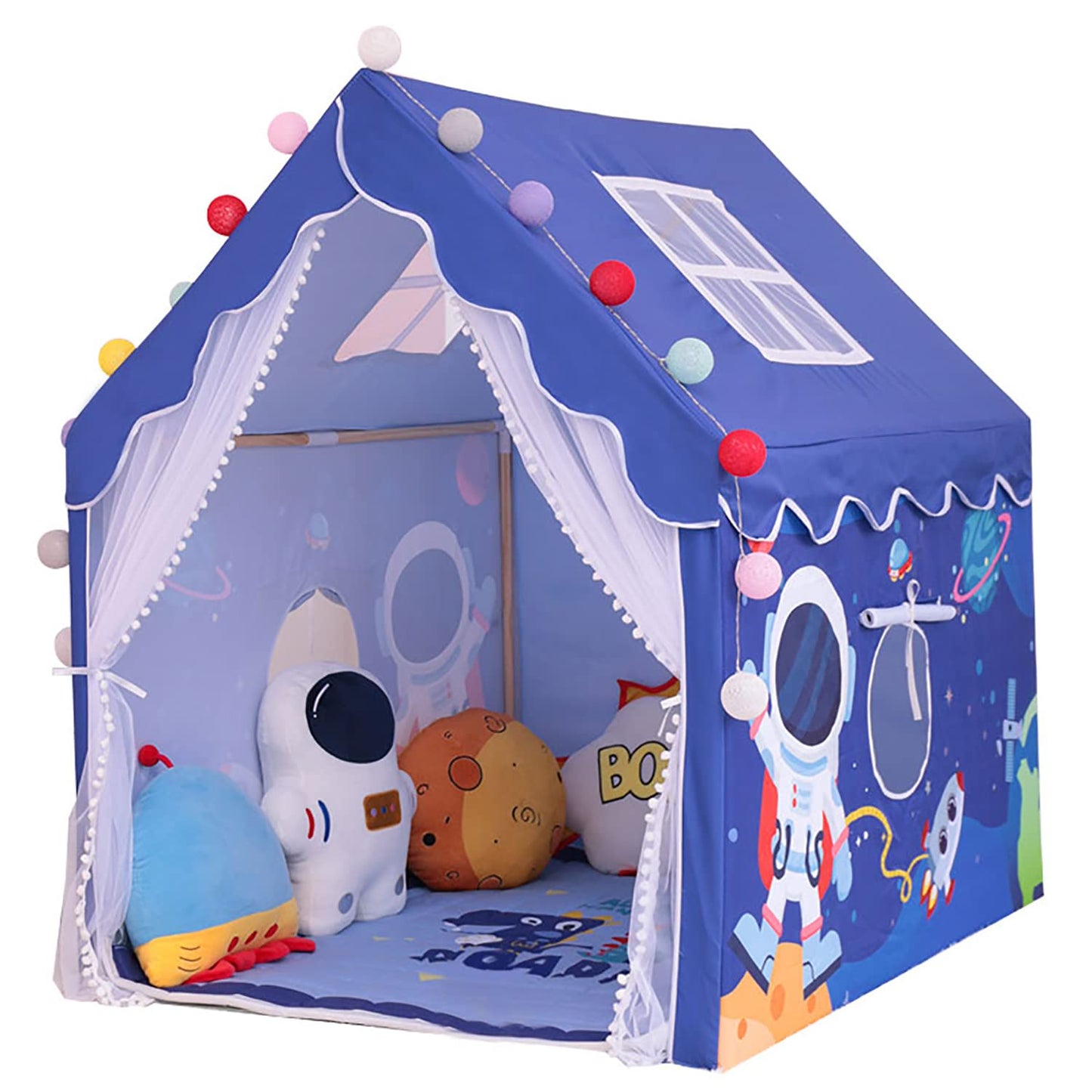 Yoiko Kids Play Tent For Boys, Large Toddlers Tent Indoor And Outdoor Playrooms, Children'S Game Astronaut Space World Playhouse Gift Toys, Kids Castle Large Fairy Playhouse Tent With Lighted Balls