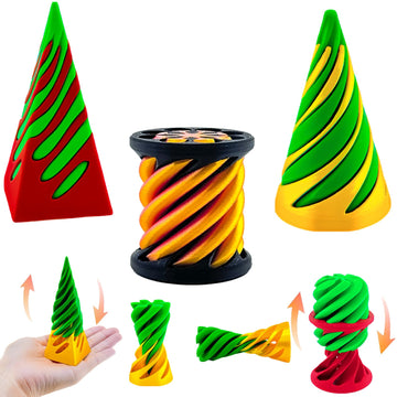 3 Packs Impossible Cone, Spiral Cone Fidget Toy 3D Printed Spiral Cone Toy, Pyramid Passthrough Sculpture, Mini Cones Pass Throu