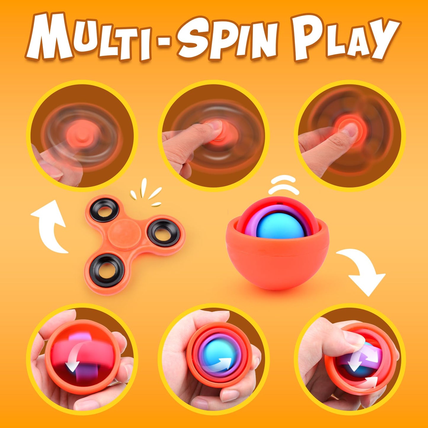 Yrissmiss Fidget Toys Adults Pack 5Pcs,Fidget Spinner With Magnetic Rings Gyro,Fidget Controller Autism Sensory Toys,Adhd Stress