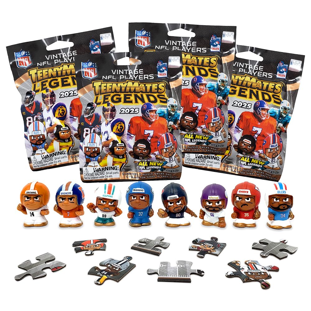 Teenymates Party Animal Legends 2024 NFL Series 3 Figures Blind Bags Gift Set Party Bundle - 4 Pack, Small
