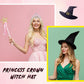 Tarpop 12 Pcs Witch Hat and Princess Crown Set, Royal Queen Crown and Black Wizard Hats for Pink Green Party Decor favor Gift(Cu