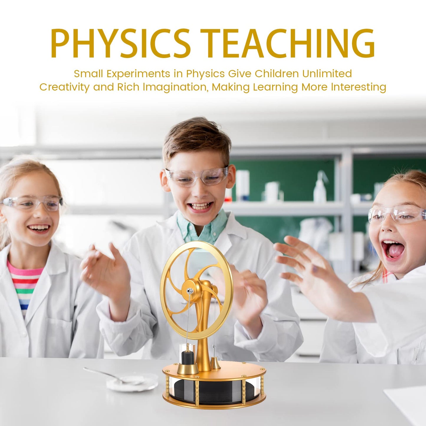 PFCKE HZZ92 Upgrade Low Temperature Stirling Engine Kit Steam Heat Educational Model Classroom Teaching Stirling Engine mature-themed Desktop Educational Toys Brass Aluminum Stirling Engine- Gold