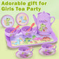 Lajeje 41Pcs Dinosaurs Tea Party Set for Little Girls, Pretend Plastic Teapot Set, Princess Tea Time Play Kitchen Toy with Desse