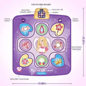 Beefunni Dance Mat Toys For 3-10 Year Old Girls, 5 Game Modes Including 3 Challenge Levels, Adjustable Volume Dance Pad With Led Lights, Christmas Birthday Gifts For 3 4 5 6 7 8 9+ Year Old Girls