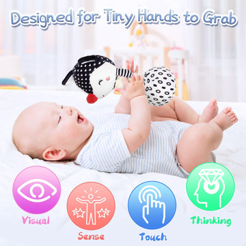 Fpvera Baby Soft Rattles Shaker: Infant Developmental Hand Grip Baby Toys, High Contrast Black And White Newborn Sensory Toys Rattle Toy 0 3 6 9 12 Months For Babies Boys Girls Shower Gift, 2Pcs