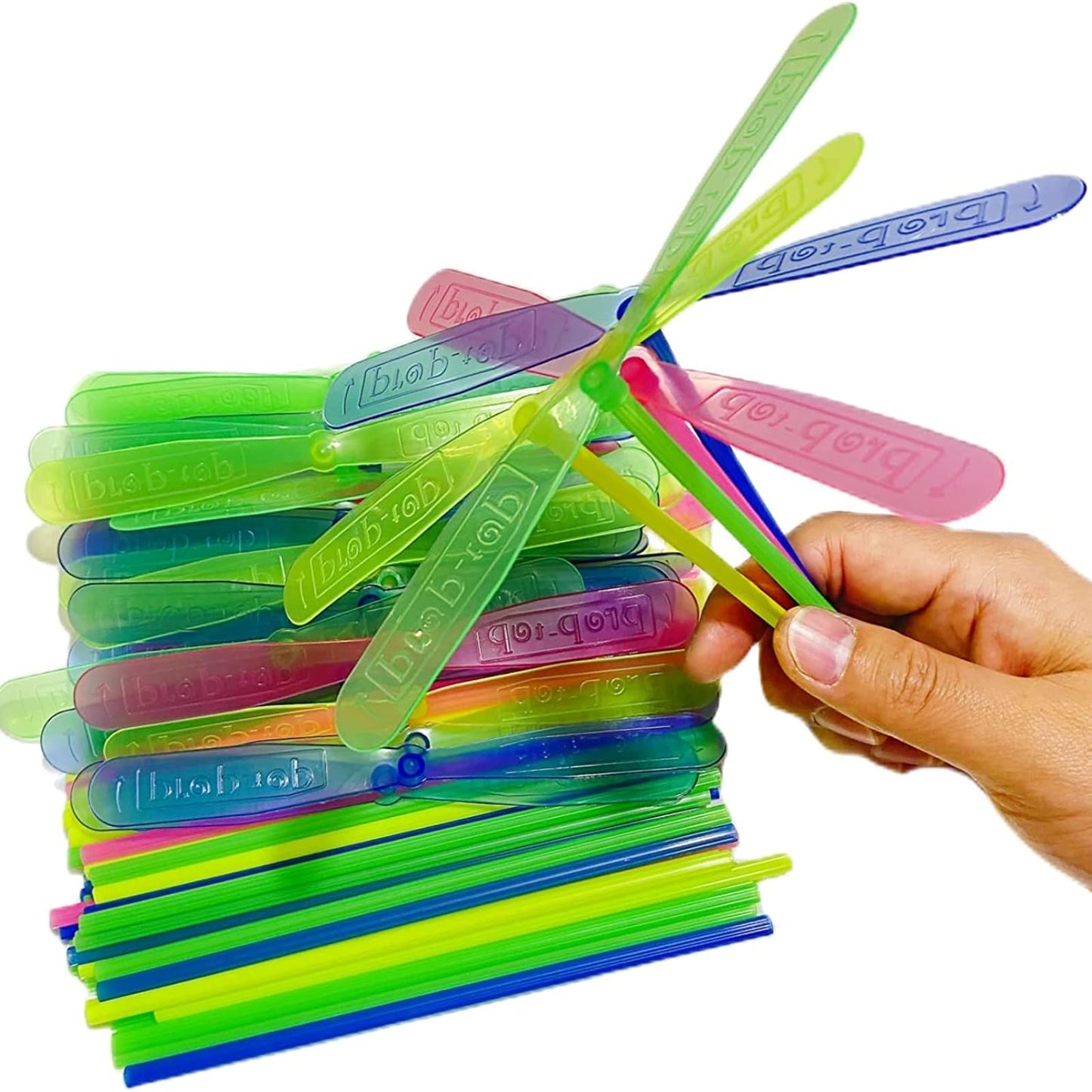 Lcpqmzgh 36 Pieces Hand Helicopter Spinner Hand Rub Plastic Propeller Outdoor Flying Plastic Dragonfly Toy Random Color Toy Heli