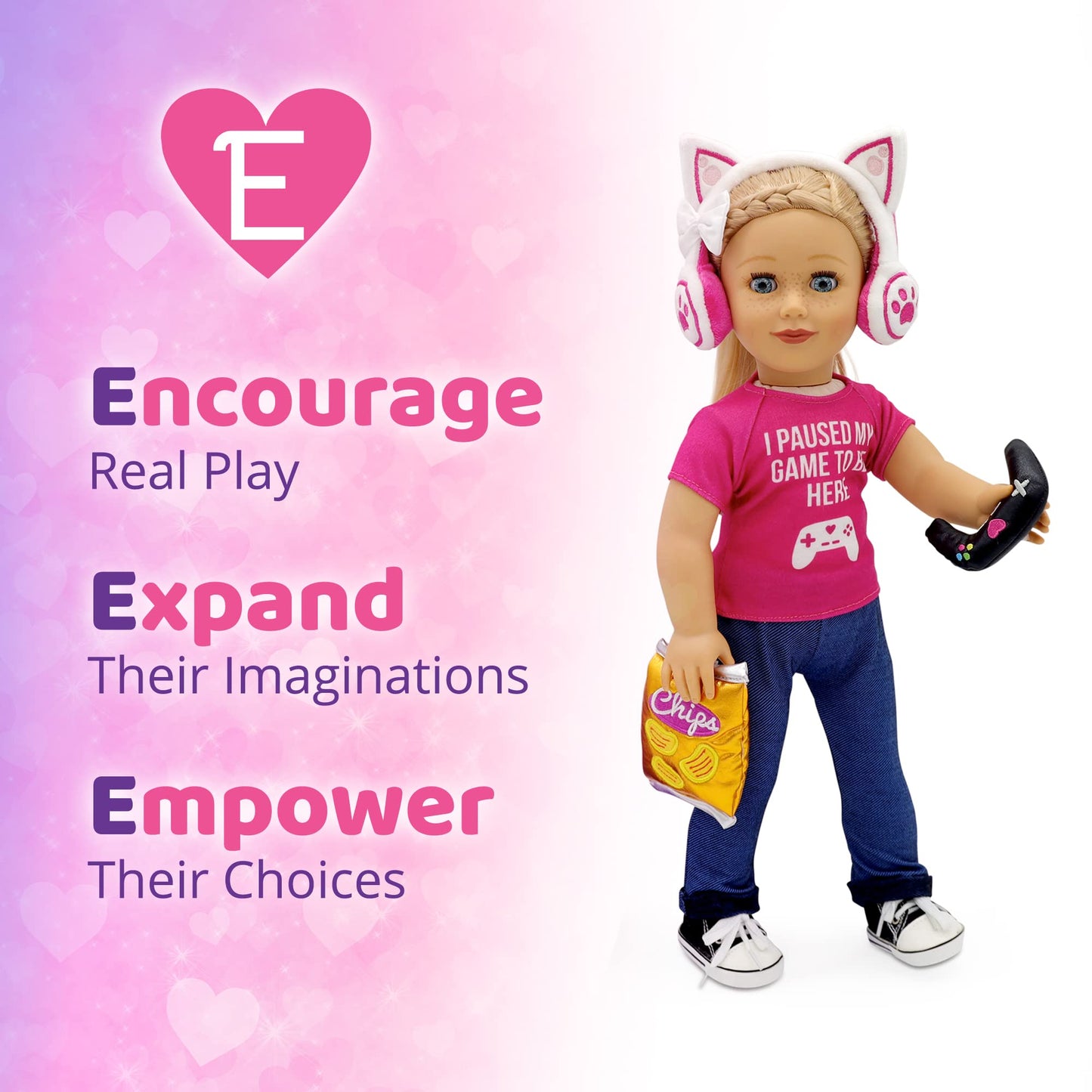Playtime By Eimmie 18 Inch Doll Clothes - Gamer Girl Clothes, Shoes And Doll Accessories - Outfits Fit American, Generation & Si