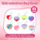 32Pcs Heart Shape Pop Fidget Toy With Valentine'S Day Card For Kids,Valentines School Classroom Exchange Kit For Kids, Party Fav