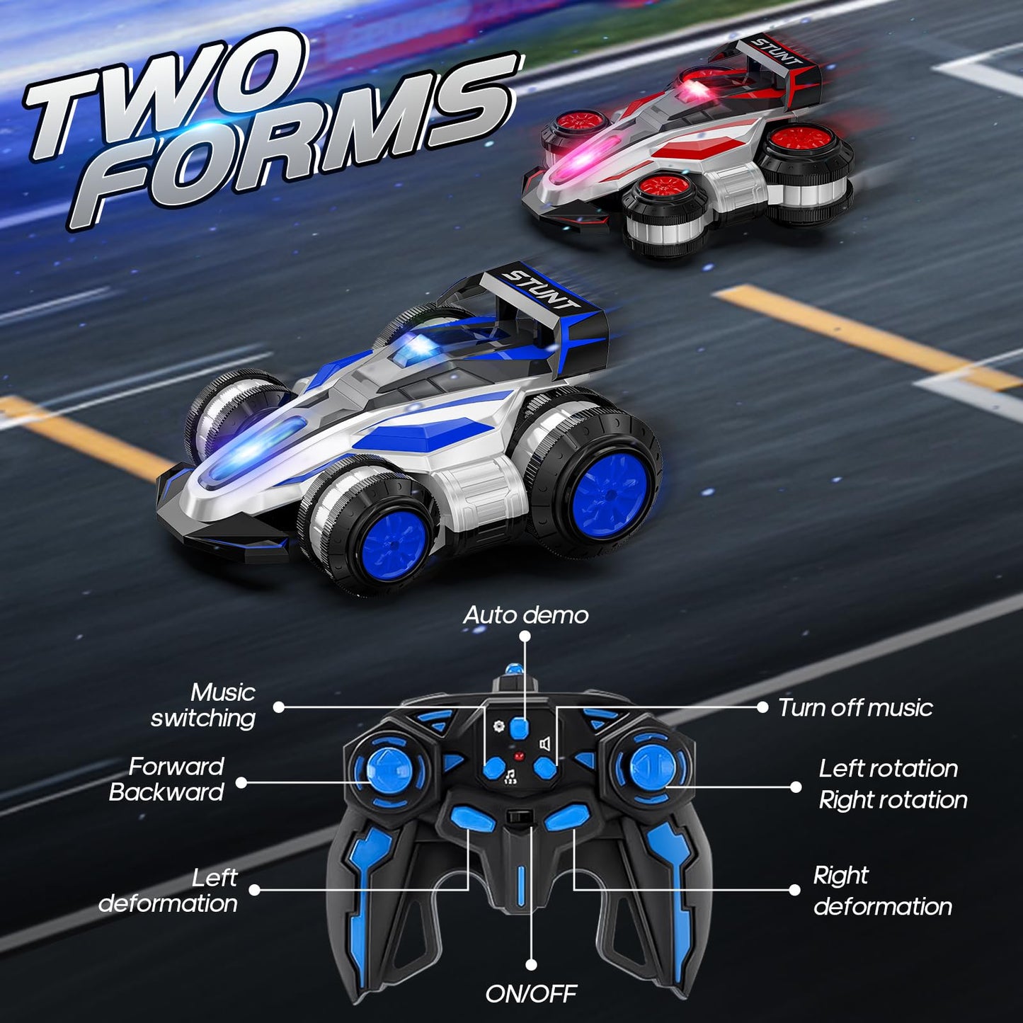 ZSYMIMRC 8865E High-Speed Drift RC Car, 360° Rotating Stunt Toy, Blue, Plastic, Ideal Birthday Gift for Kids Aged 6-16