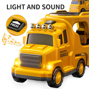TEMI Construction Truck Boy Toys for 3-5 Year Old Toddlers - Toys for 3 4 5 6 7 Years Old Engineering Transport Vehicle Carrier