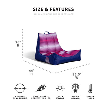 Big Joe Captain'S Float No Inflation Needed Pool Lounger With Drink Holder, Faded Stripe Fuchsia Double Sided Mesh, Quick Draining Fabric, 3 Feet