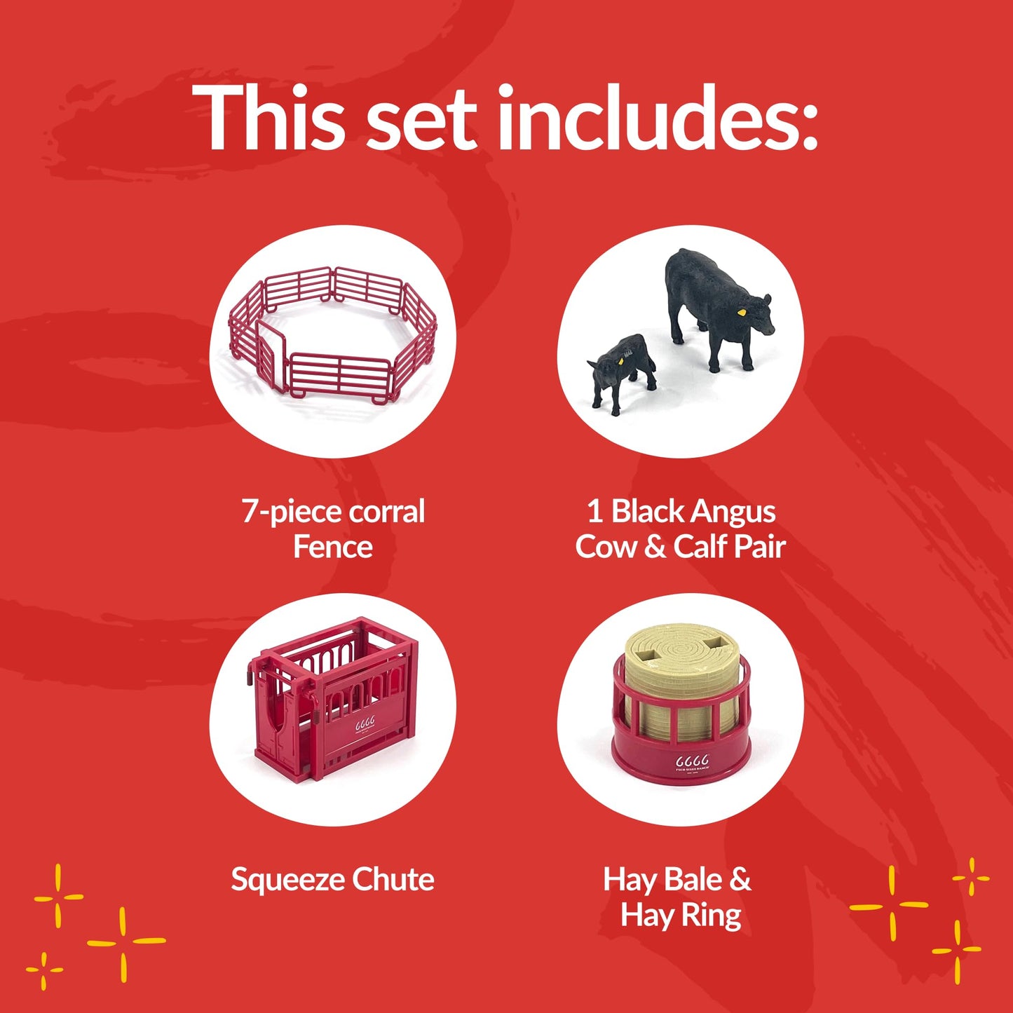 Big Country Toys 6666 Ranch Black Angus Ranch Set – Realistic Ranch Playset With Cattle, Accessories & Farm Fun