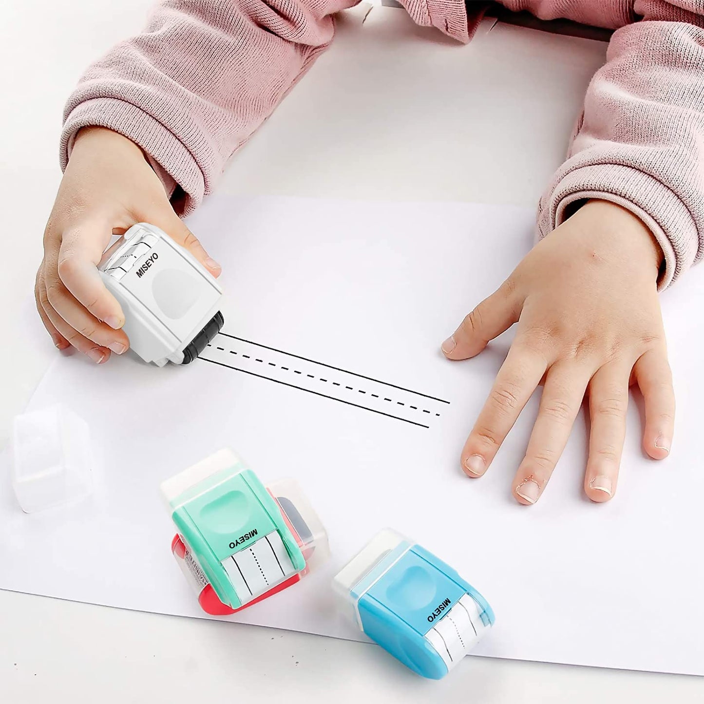 Miseyo Dashed Handwriting Lines Practice Roller Stamp (White)