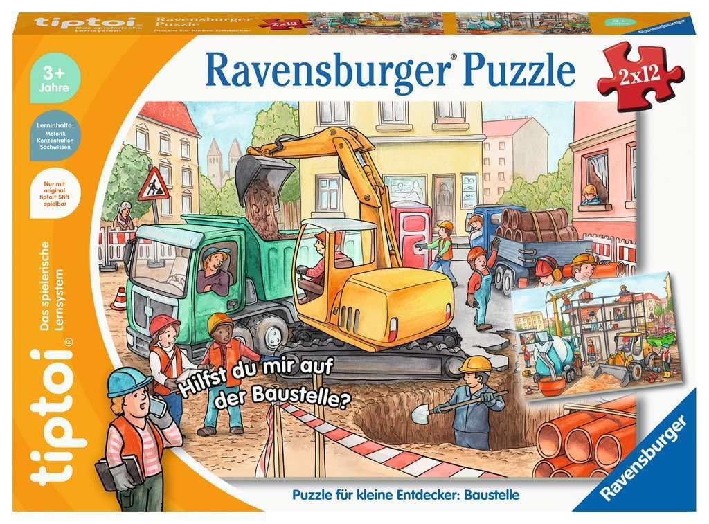 Ravensburger tiptoi Puzzle 00137 Puzzle for Little Explorers: Construction Site, Puzzle for Children from 3 Years, for 1 Player