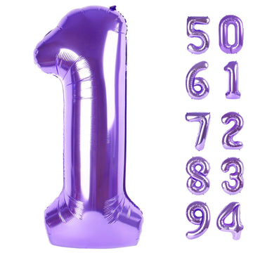 40 Inch Purple 1 Balloon For First Birthday, Purple One 1St Number Balloon Birthday Decorations For Girl Boy Toddler Baby, 10Th