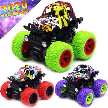 CozyBomB Friction Powered Monster Trucks Toys for Boys - Push and Go Car Vehicles Truck Playset, Inertia Vehicle, Kids Birthday