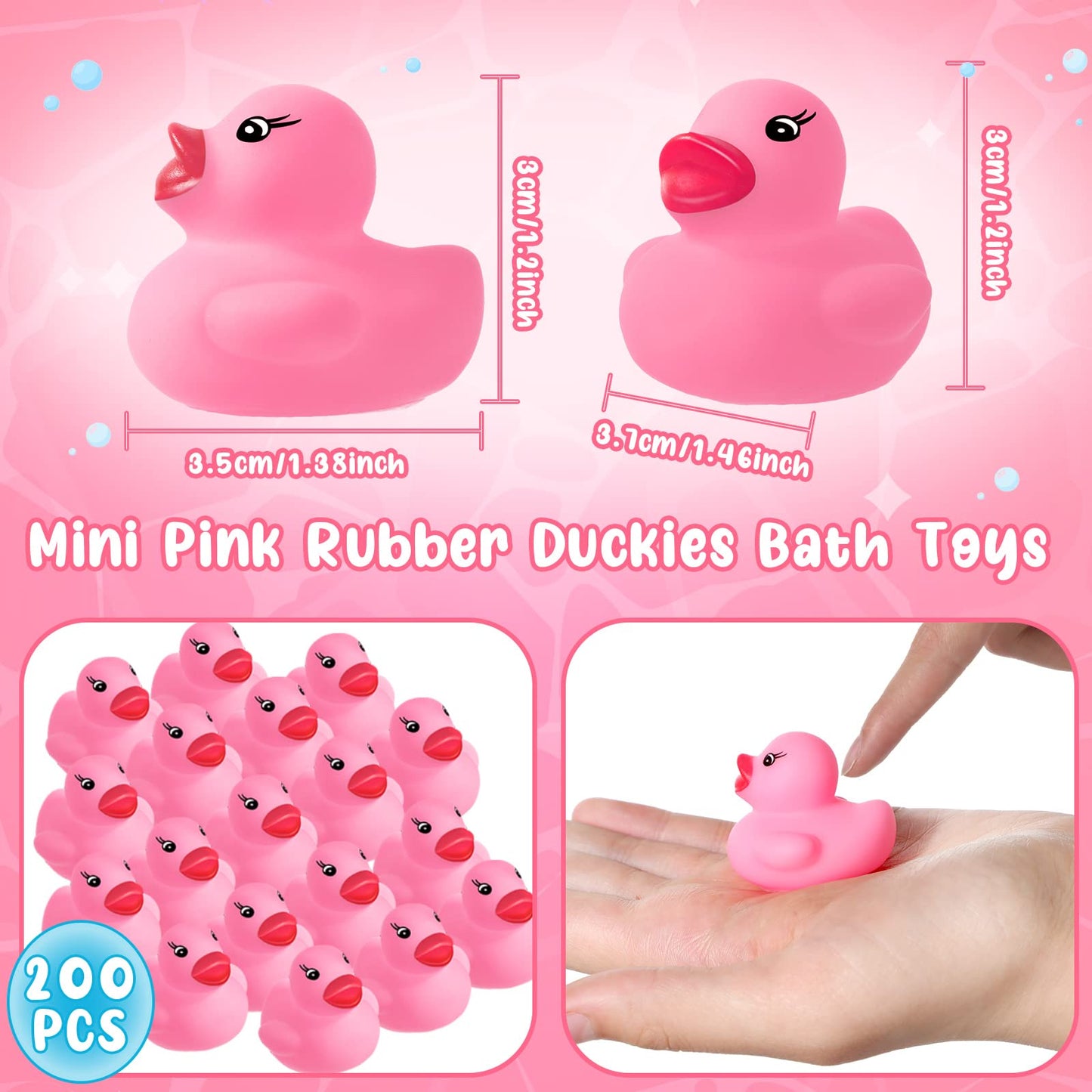 Chitidr 200 Pieces Mini Rubber Duck In Bulk Squeaky Rubber Ducks Bath Toys Tiny Float Bathtub Duckies Baby Shower Party Favor Fo