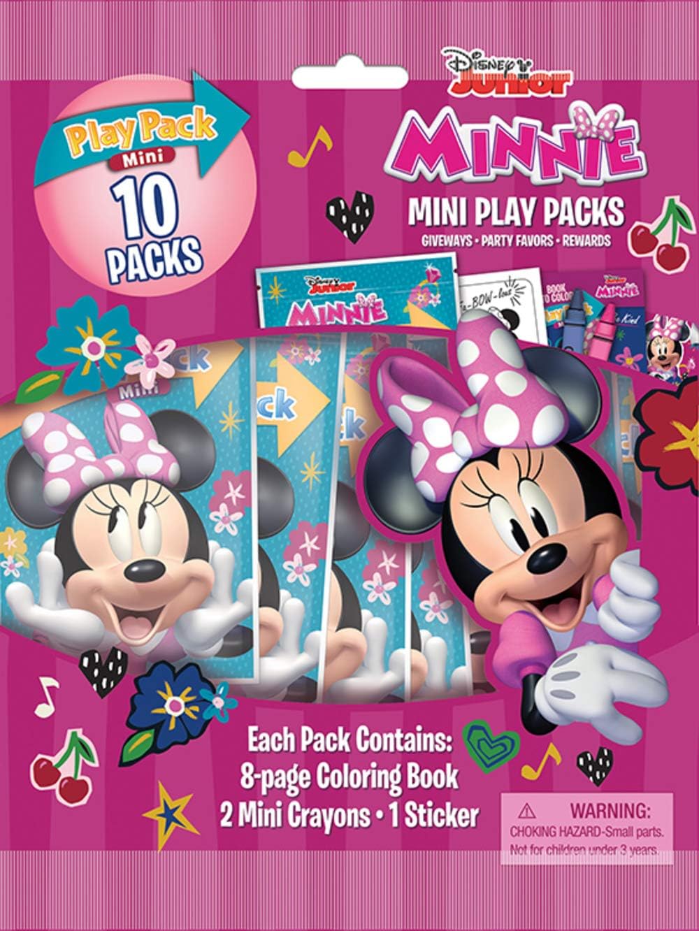 Minnie Mouse Play Packs | Disney Minnie Mouse Party Favors | Mini Coloring Book, 2 Mini Crayons, and a Sticker |10-Pack | Offici