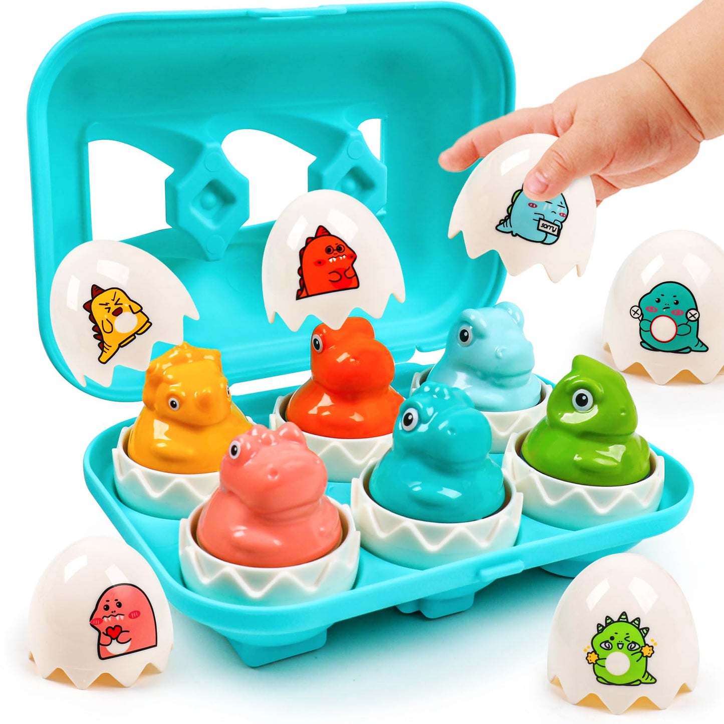 Dinosaur Matching Eggs Toys For Toddlers- Montessori Sensory Fun Educational Learning Fine Motor Puzzle Matching Games Best Easter Basket Stuffers Birthday Gifts For 1-3 Years Old Boys Girls