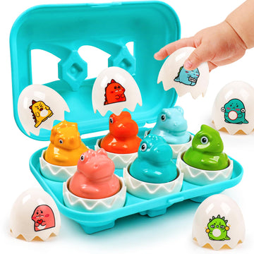 Dinosaur Matching Eggs Toys For Toddlers- Montessori Sensory Fun Educational Learning Fine Motor Puzzle Matching Games Best Easter Basket Stuffers Birthday Gifts For 1-3 Years Old Boys Girls