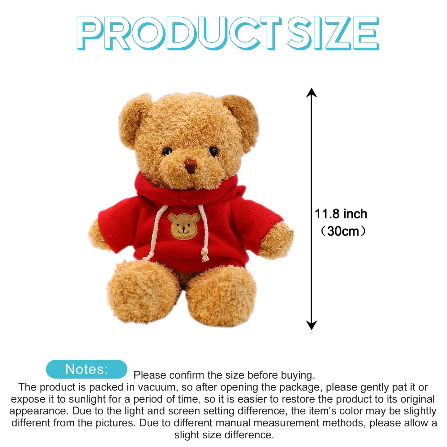 Aucooma Teddy Bear Stuffed Animal Cute Red Hoodie Bear Plush Toys Gifts For Kids 11.8 Inches