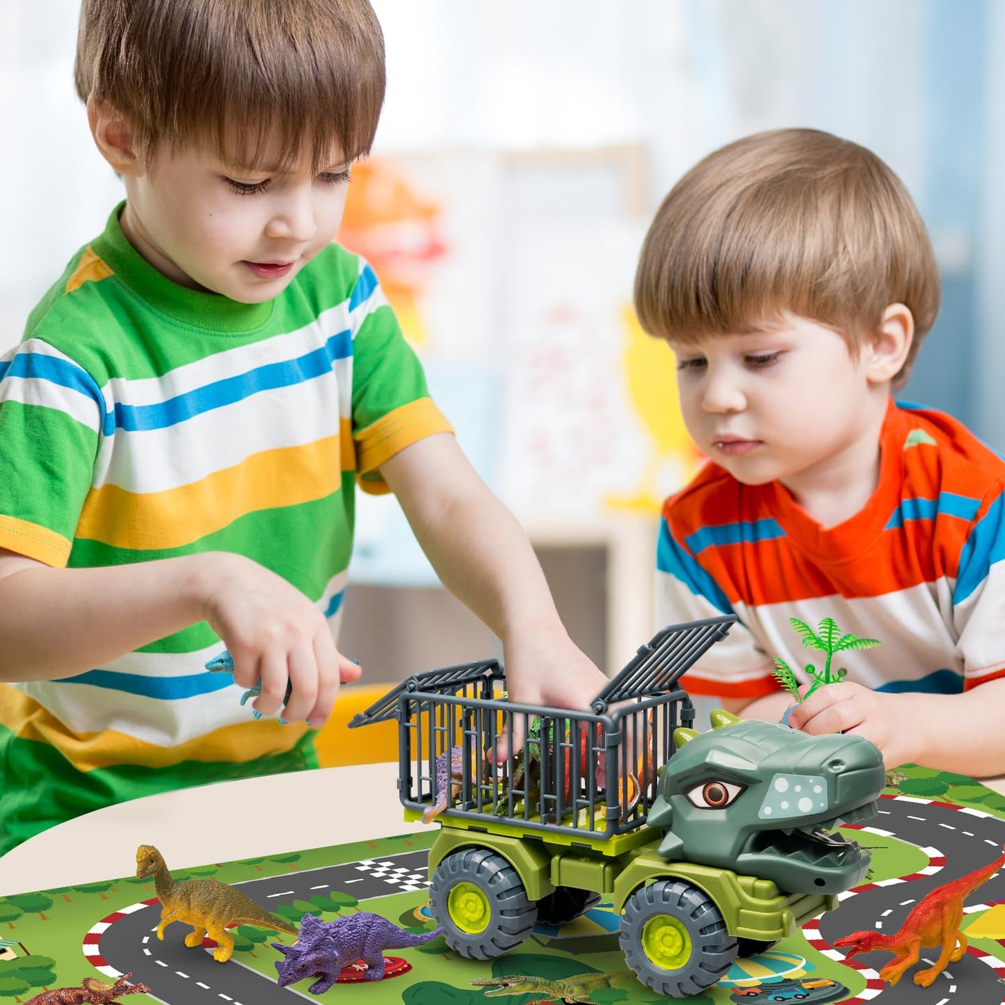 Niwoed Dinosaur Truck Toys For Kids 3-5, Tyrannosaurus Transport Vehicle Carrier Car Toys With 8 Dino Figures, Dinosaur Playset Toys For 3 4 5 6 7 8 9 10 Years Old Boys Girls Kids Birthday Gifts