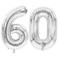 Toniful 40 Inch Large Silver Number 60 Balloons Giant Digital 60 Helium Balloons, Foil Mylar Big Number Balloons For 60Th Birthd