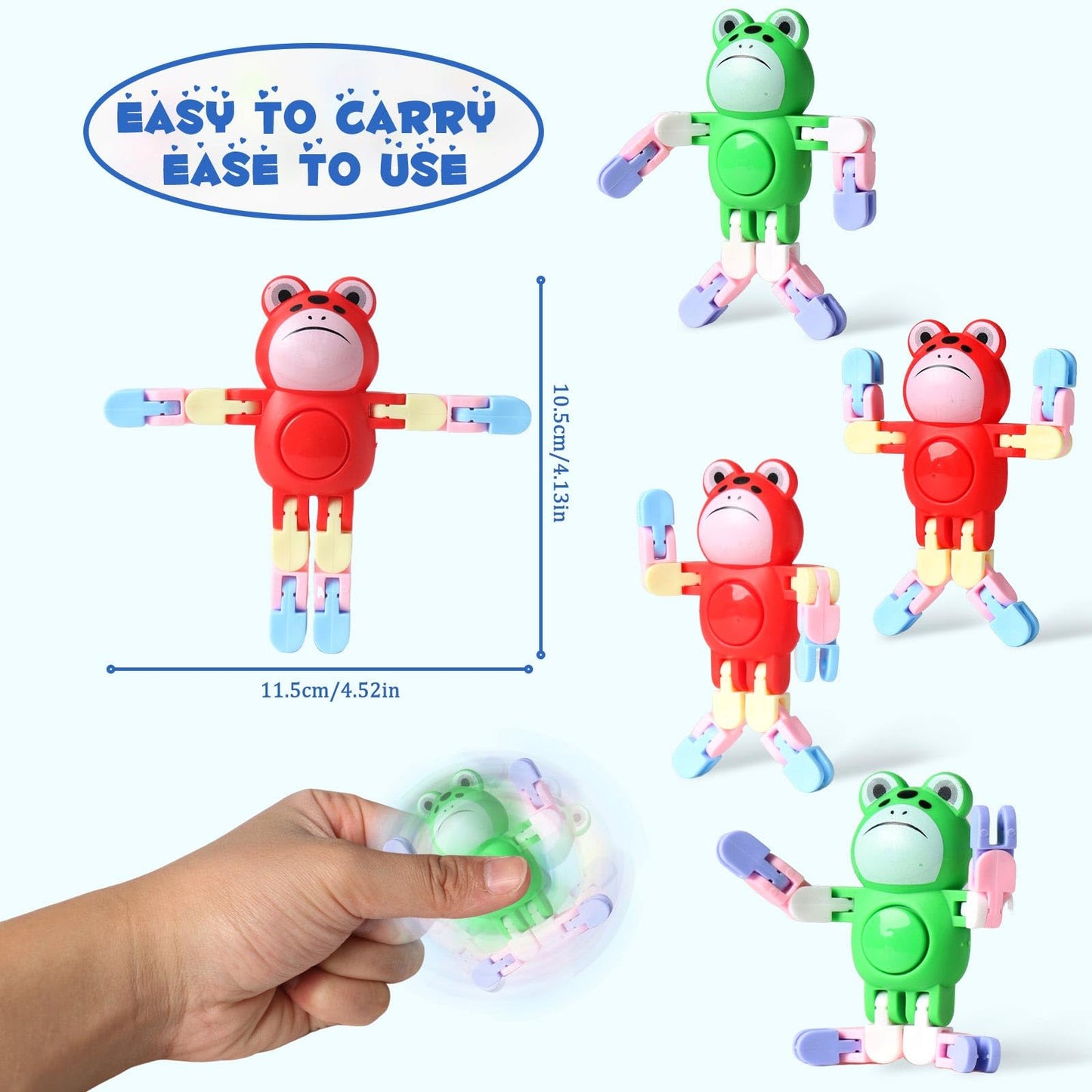 24 Pcs Transformable Fidget Spinners Frog Toys For Kids And Adults Stress Relief Sensory Toys For Boys And Girls Fingertip Gyros