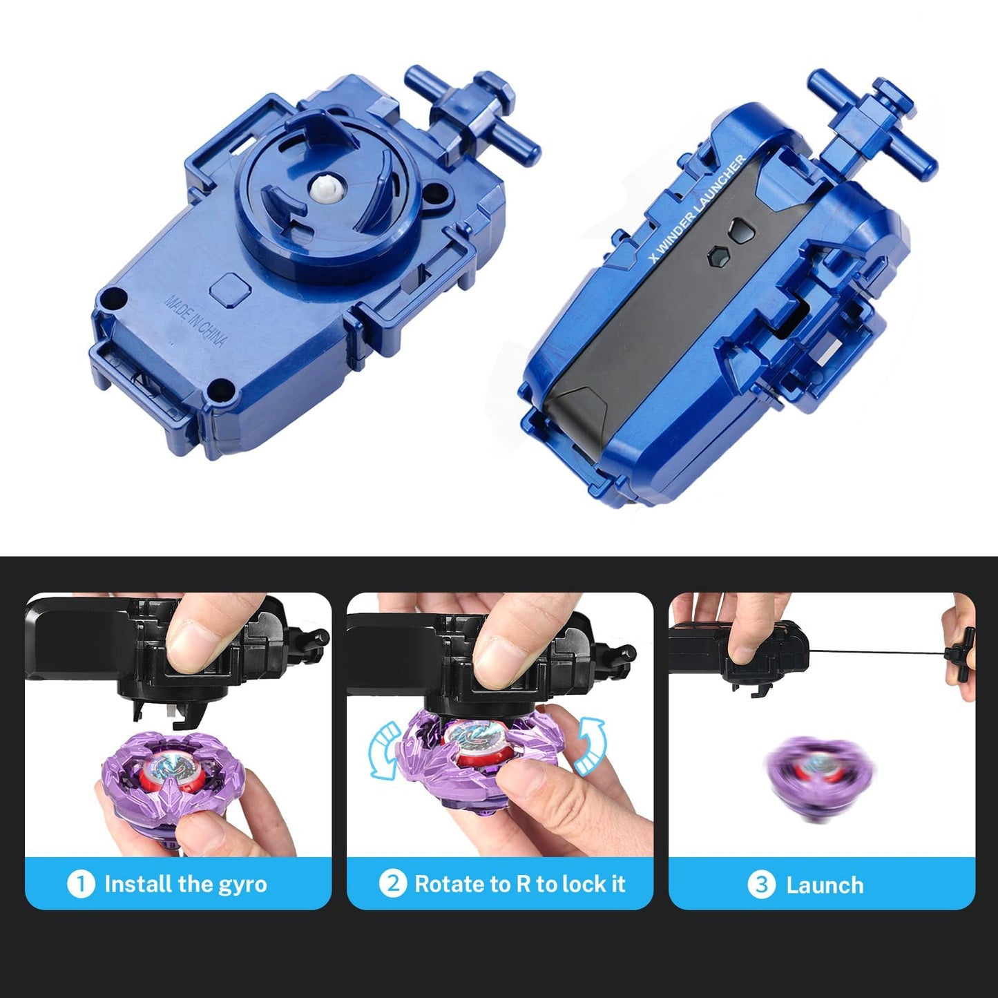 DEZAWRTY Gyro X Set with Lance Knight Right Spinning Top and X String Launcher  Defense Type cutting edge Starter Pack  Great Toy Gift for Boy Kid 6+