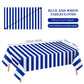 4 Pack Blue and White Striped Tablecloth, 54 x 108 Inch Waterproof Disposable Plastic Table Cover, Rectangular Table Cloths for