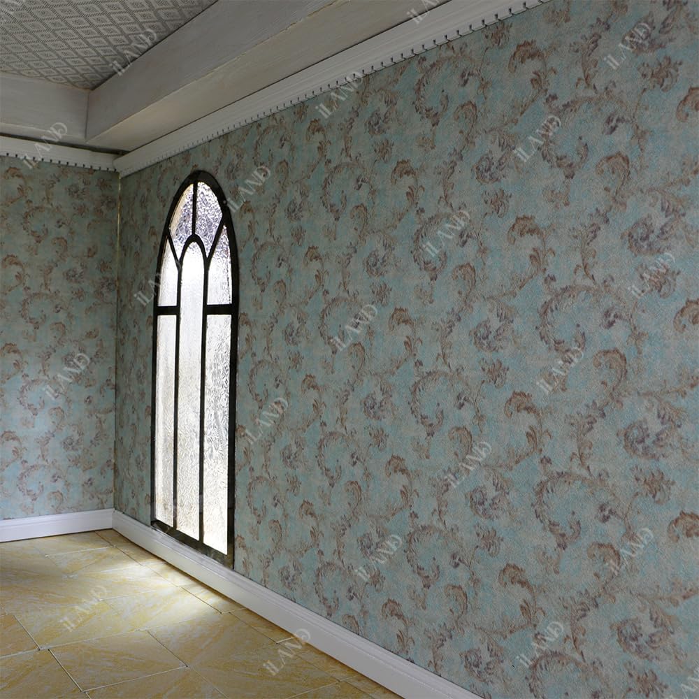 Iland Originality Dollhouse Wallpaper 39 * 15.7 Inch, Dollhouse Accessories On 1:12 Scale Or 1:6 Scale (Vine Dance)