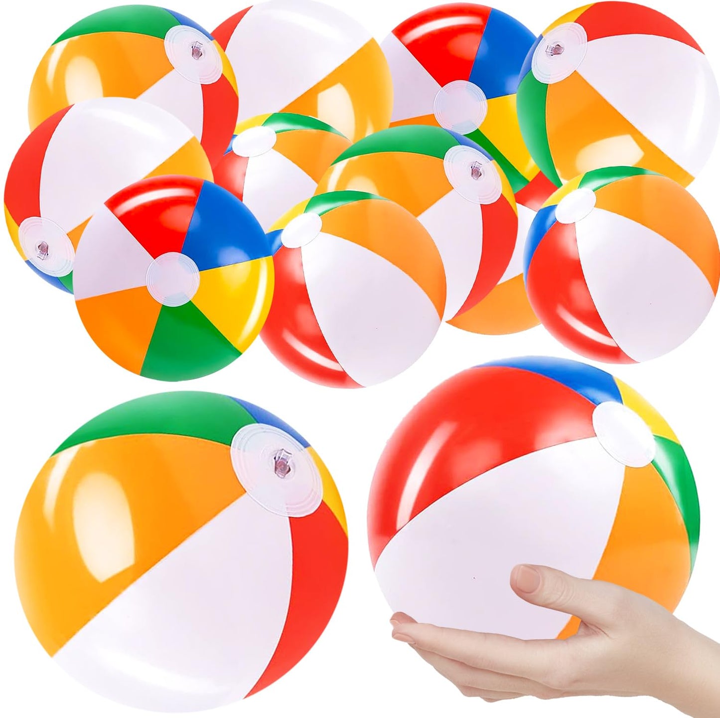 Chochkees 48 Pack 16 Inch Beach Balls - Large Inflatable Rainbow Beach Balls Perfect ffor Swimming Pool Party and Summer Fun Toy