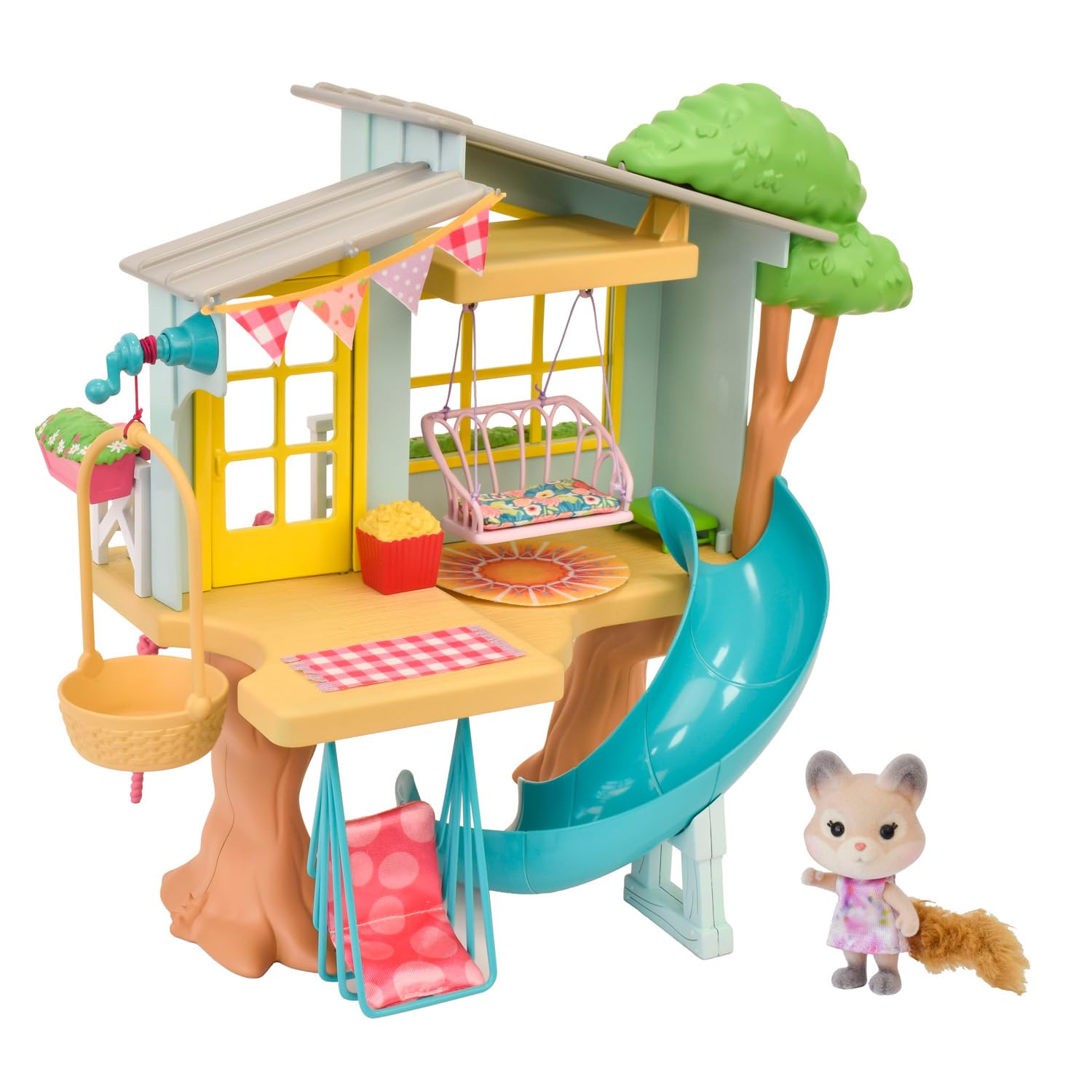 Honey Bee Acres Interactive 2 Story Tree House Playset with limited availability Squirrel Poseable Figure Includes 21 Pieces